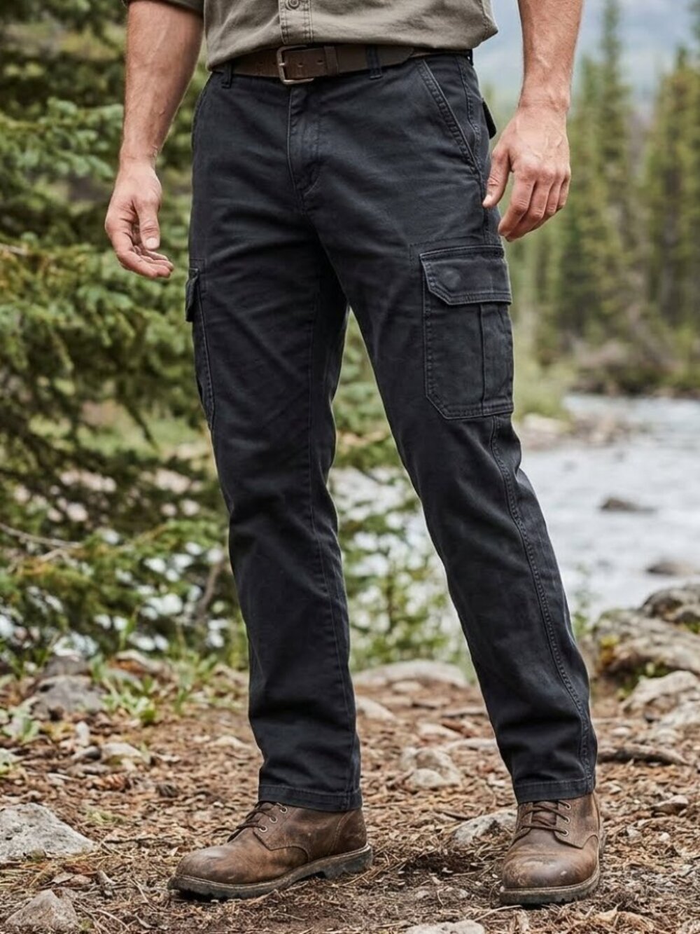 Denver Hayes Men's Black Cargo Utility Pants Straight Leg Size 32 x 32 Hiking